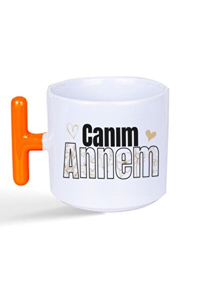 Kırtasiye Ofisi كوب أمي العزيزة مطبوع باللون البرتقالي بمقبض