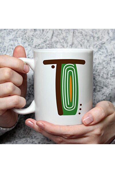 Kırtasiye Ofisi كوب سفاري أبيض مطبوع عليه حرف T