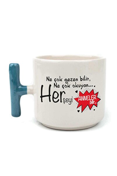 Kırtasiye Ofisi كوب تي شيرت مطبوع عليه عبارة "Which Knows How Much" مع مقبض أزرق