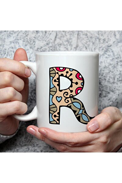Kırtasiye Ofisi كوب أبيض مطبوع عليه حرف R العرقي