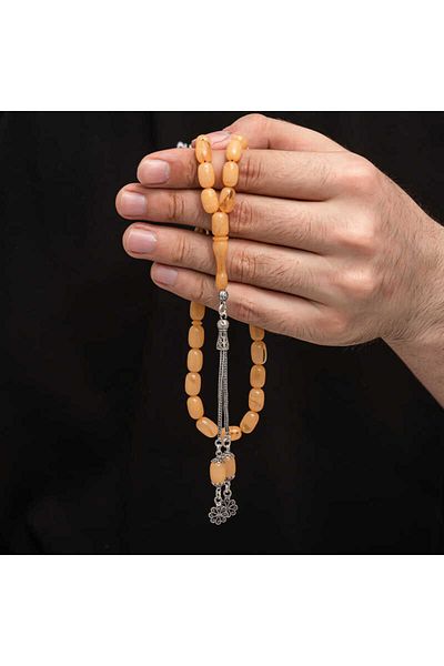 adede Silver Tassel Clamping Amber Prayer Beads