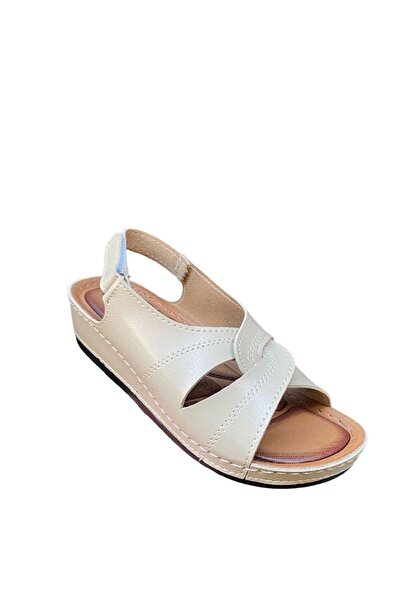 ELİS Sandale de vară cu velcro cu talpă moale ortopedice pentru femei și mamă - culoare crem