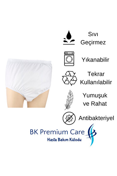 BK Premium Care Sıvı Geçirmez Yıkanabilir Hasta Külodu Slip Külot Yaşlı Külodu (M)