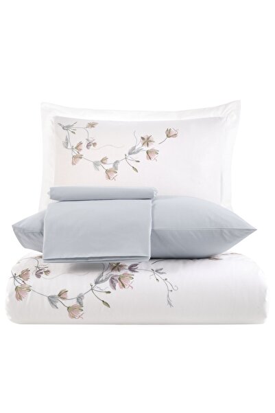 Dantela White Carmen Embroidered Poplin Satin Duvet Cover Set