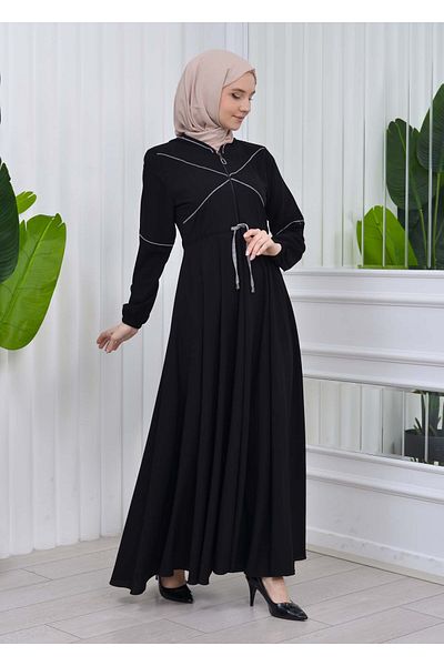 Modamix Women's Hooded Belted Hijab Abaya 605