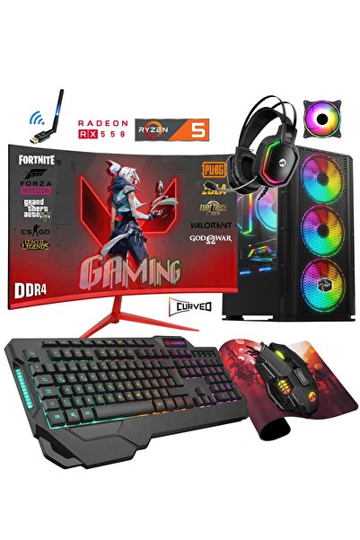 Zeiron Zgx35 Ryzen 5 3600 32GB 3200MHz Ram 512GB M.2 SSD RX550 23.8" Curved Oyuncu Masaüstü Bilgisayar