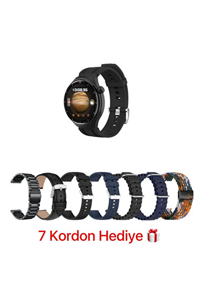 QÜMÜŞ Watch 4 Pro Suit Yuvarlak Ekranlı 7 Kordonlu Akıllı Saat Samsung Galaxy S24 Uyumlu
