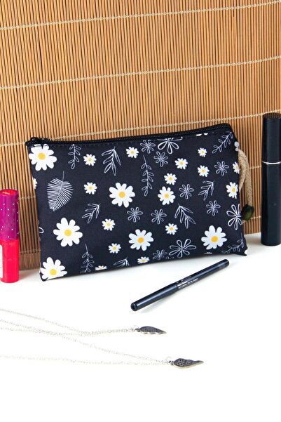 BYBAG Модел на цвете маргаритка с листа - средна чантичка за грим с цип 12 см...