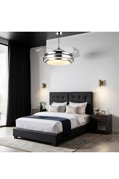 elektro TAVAN VANTİLATÖRÜ GİZLİ PERVANELİ KUMANDALI AÇILIR KAPANIR 3RENK DEKORATİF AVİZELİ TAVAN VANTİLATÖRÜ