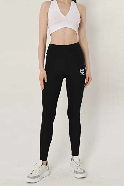 CATSPY Colanți negri cu talie înaltă imprimați cu logo-ul de scufundări