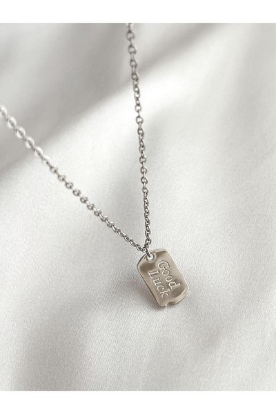 SWORDS CONCEPT Unisex Steel Silver - Good Luck Written Necklace