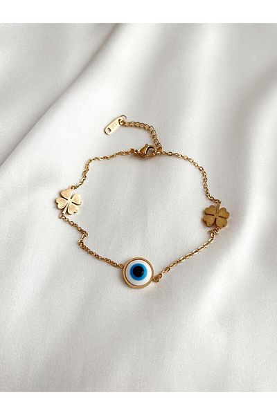 SWORDS CONCEPT Eye Gold Bracelet - Steel Clover Detail