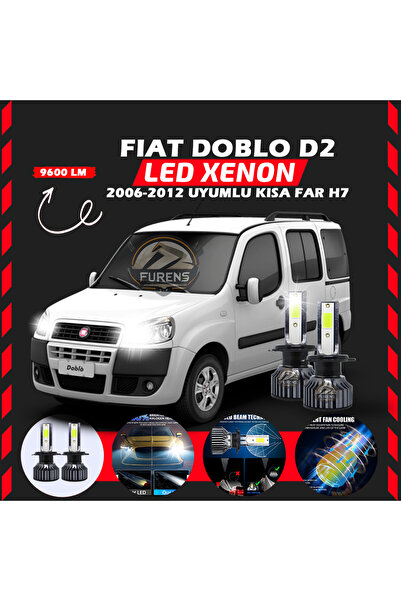 Furens Fiat Doblo D2 2006-2012 Kısa Far Uyumlu Şimşek Etkili Led Xenon Pro Se...