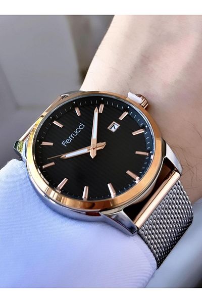Ferrucci Men's Wicker Cord Wristwatch with Calendar