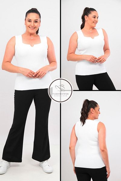 tarzımsüper Νέα σεζόν Plus Size - Ευέλικτο και άνετο εσώρουχο με τετράγωνο γιακά με χοντρό λουράκι