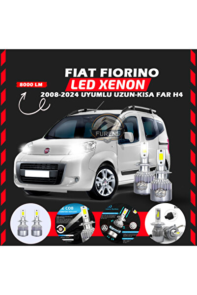 Furens Fiat Fiorino 2008-2024 Uzun - Kısa Far Uyumlu Şimşek Etkili Led Xenon Performance Series H4
