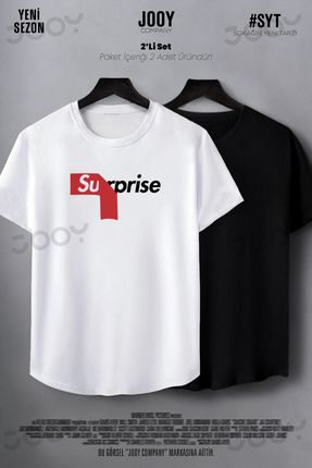 Jooy Company Surprise Bask l Siyah Beyaz Oval Kesim Slim Fit Tshirt 2 li Set Fiyat Yorumlar Trendyol