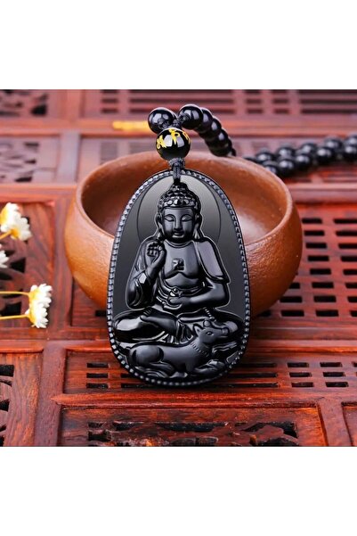 PİRAMİGO Siyah Obsidyen Hayat Buddha Kolye