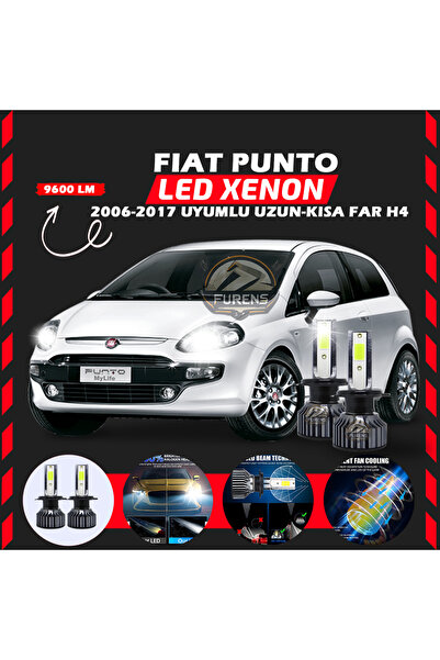 Furens Fiat Punto 2006-2017 Uzun - Kısa Far Uyumlu Şimşek Etkili Led Xenon Pr...