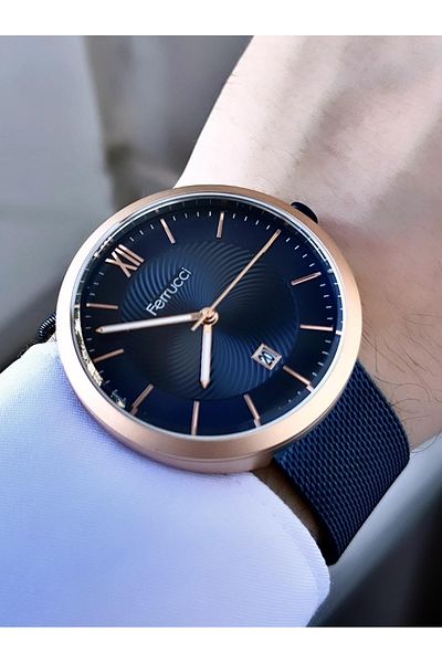 Ferrucci   Men's Calendar Straw Cord Wristwatch