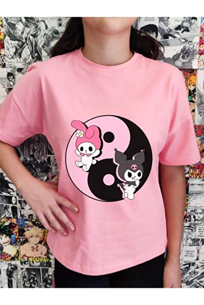 MECH BUTİK Mymelody&Kuromi Yinyang Printed Colorful Tshirts T-Shirt