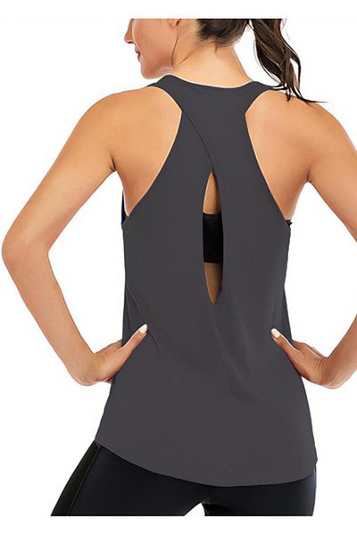 GHASSY CO. Ghassy Co. Women's Training and Yoga Sports Tank Top - Cross Backless, Tank Tops 1782