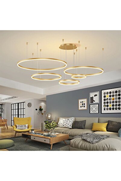 CATLUZ Gold Çember(Ø40,60,80,100,120CM) Yuvarlak Sarkıt Avize,modern Aydınlatma,dekoratif 3000k