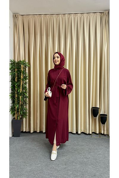 hacer ayaydın Medina Silk Mobile Belted Buttoned Ferace/Abaya