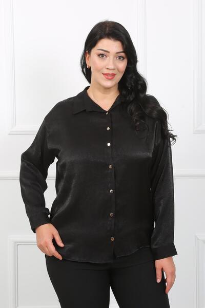 By Alba Collection Γυναικείο πουκάμισο μονόχρωμο μαύρο βισκόζη
