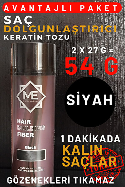 ME PROFESSIONAL 54GR SİYAH Saç Dolgunlaştırıcı Keratin Fibers, Topik Saç Tozu...