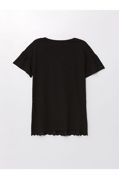 LC Waikiki Umstands-T-Shirt – Rundhalsausschnitt, gleiches Muster und kurze Ärmel