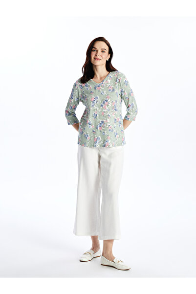 LC Waikiki Dámská halenka s květinovým vzorem a výstřihem do V