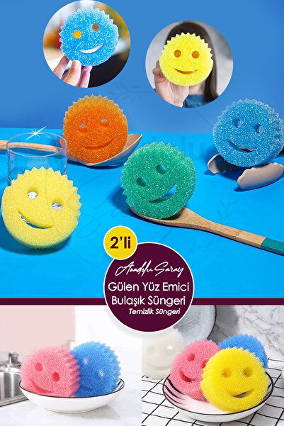 Anadolu Saray 2'li Gülen Yüz Şekilli Çok Fonksiyonlu Bulaşık Temizlik Süngeri...