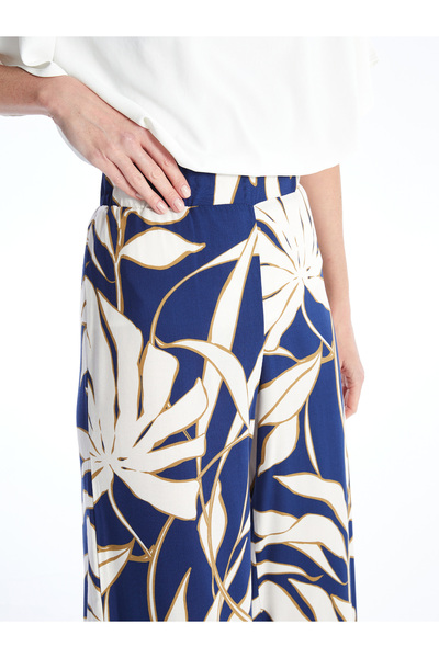 LC Waikiki Vzorované pohodlné vzorované dámské kalhoty s elastickým pasem