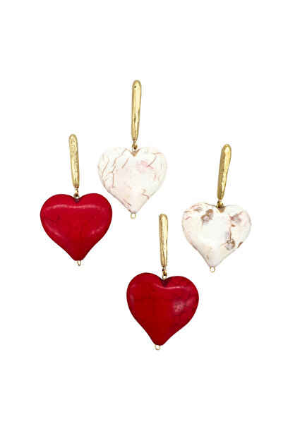 L´Atelier des Perles Chelles Earring Doğal Turkuaz Taşlı Kalp Küpe