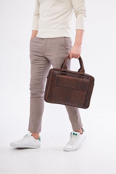 DERİNSS DUB3099 - Genuine Leather Hazelnut Brown Laptop and Briefcase