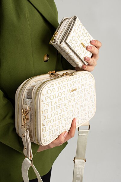 Just Polo حقيبة كروس نسائية بحزام طويل مكونة من 5 أقسام - حقيبة كتف ومحفظة MDS3520-02