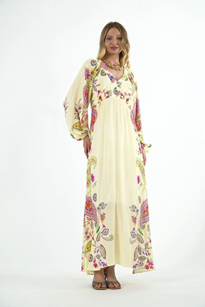 ABBRA Women's Back Window Detailed Lined 100% Viscose Summer Dress