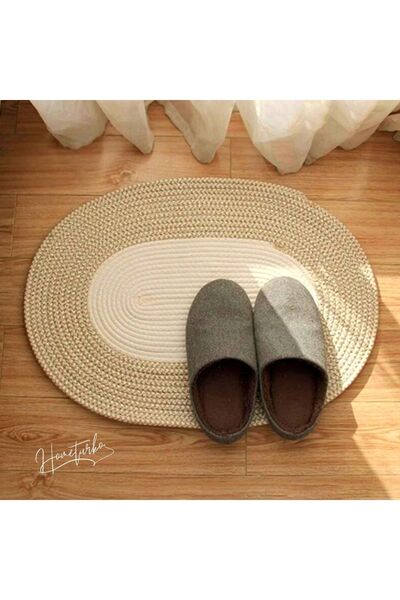 HomeTurko Jüt / Hasır, Kapı Önü, Çif Taraflı, Beyaz, Ortası Jüt, Paspas, Bany...