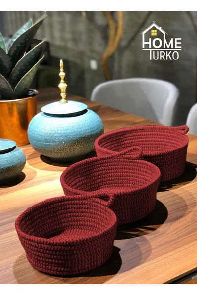 HomeTurko Jute Wicker Basket Triple Set - Organizer Organizer Kitchen Bread Basket