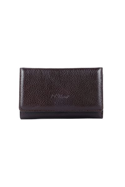 Lal Shoes & Bags Дамски портфейл - с копче отвътре, естествена кожа, кафяв