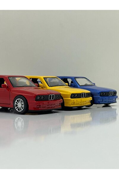 Marsel oyuncak BMW E30 Kırmızı-MAvi-Sarı 3'lü Set  Metal Çek Bırak Işıklı Ses...