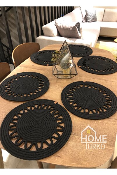 HomeTurko Jută naturală, aspect modern, pachet de șase negru, răchită 33 X 33...