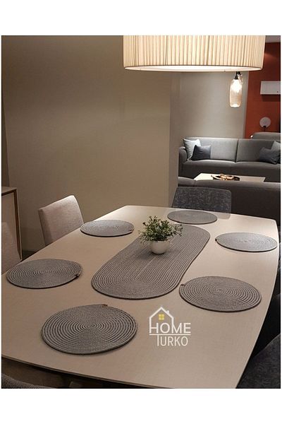 HomeTurko , Natural Jute, Patterned, Straw, Placemat Set