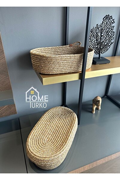 HomeTurko Modern, Jüt, Hasır, Sepet Takımı, 2'lü Sepet, El Dokuması, Mutfak S...