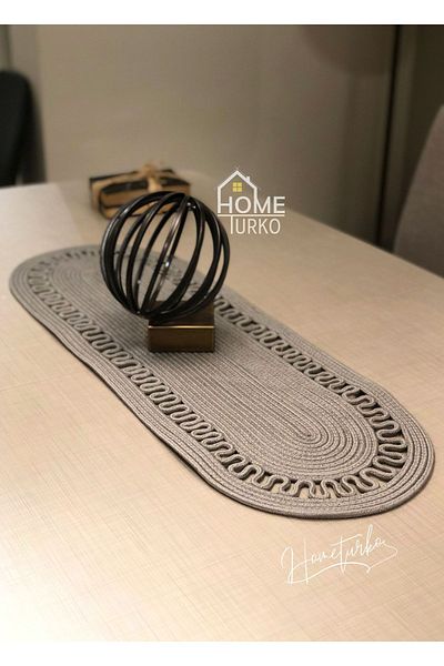 HomeTurko Modernin Natural Jute, Patterned, Gray, Placemat, Table, Coffee Table Cloth Runner. 35x100