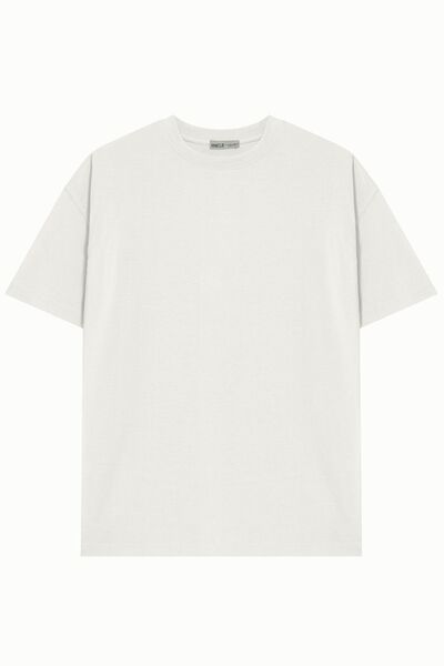 HANCLO Λευκό Oversize Βαμβακερό T-Shirt - Crew Neck, Κοντό μανίκι, Unisex