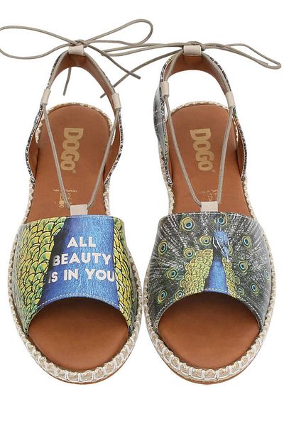 Dogo Women's Vegan Leather Blue Lace-up Sandals - All Beauty Is In You Design