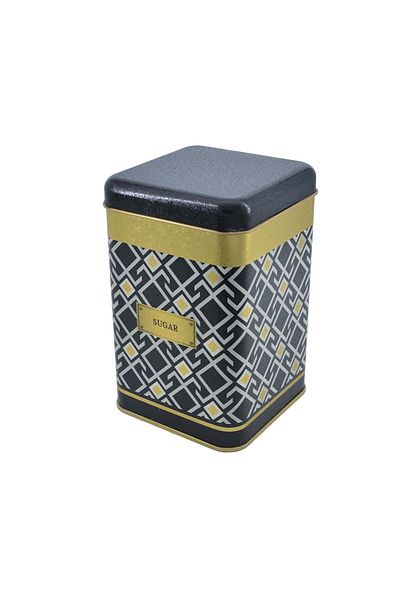 EVLE Ef022 90 Turkish Black Sugar Patterned Square Metal Storage Container 11x11 Cm