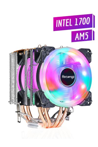 Revenge Cold Frost 602 Tower Type 2 Fan Rainbow Gaming Processor Fan 4 Copper Channel Cpu Fan Cooling System